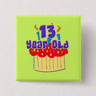 13 Year Old 15 Cm Square Badge