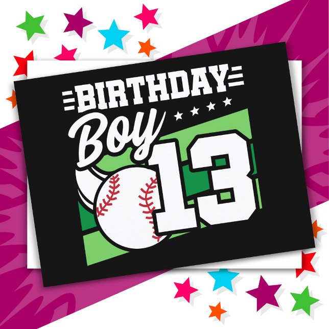 13 Year Old Baseball Party Theme 13th Birthday Boy Postcard (Creator Uploaded)