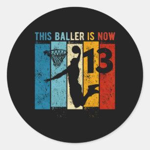 13 Year Old Basketball 13th Birthday Boy  Classic Round Sticker