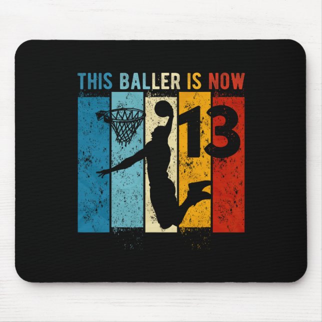 13 Year Old Basketball 13th Birthday Boy  Mouse Pad (Front)
