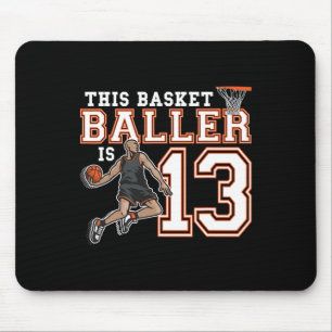 13 Year Old Basketball Birthday Party Hoops Player Mouse Pad