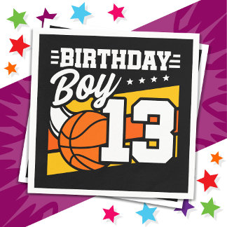 13 Year Old Basketball Party 13th Birthday Boy Napkin