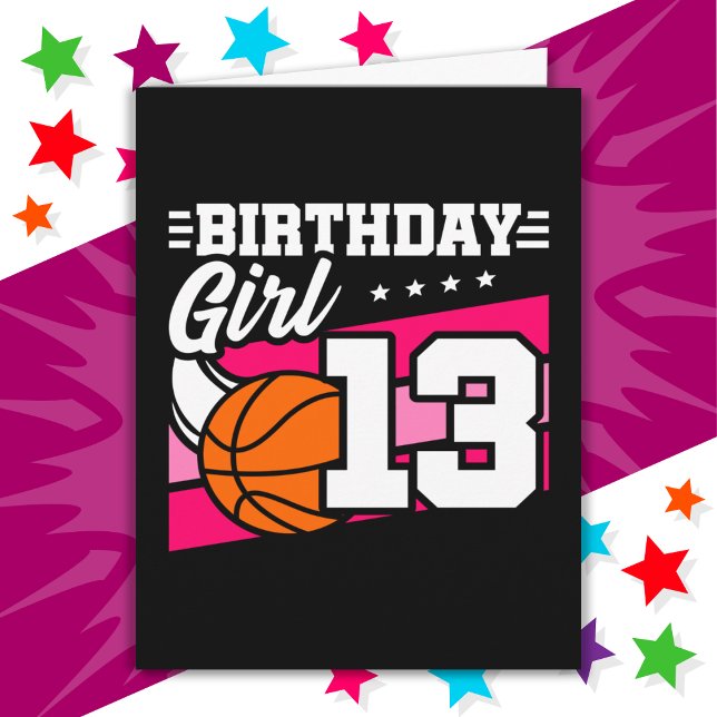 13 Year Old Basketball Party 13th Birthday Girl Card (Creator Uploaded)