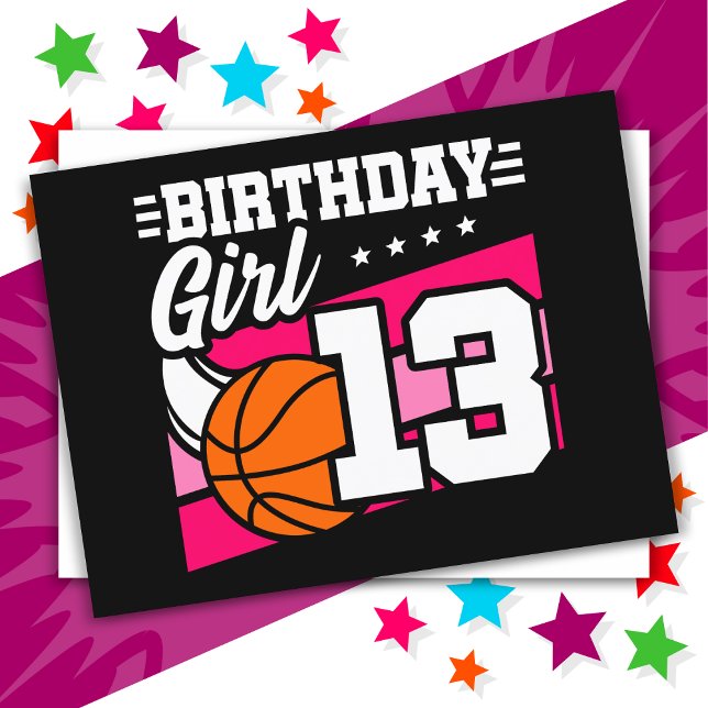13 Year Old Basketball Party 13th Birthday Girl Postcard (Creator Uploaded)