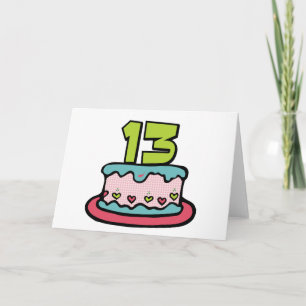 13 Year Old Birthday Cake Card