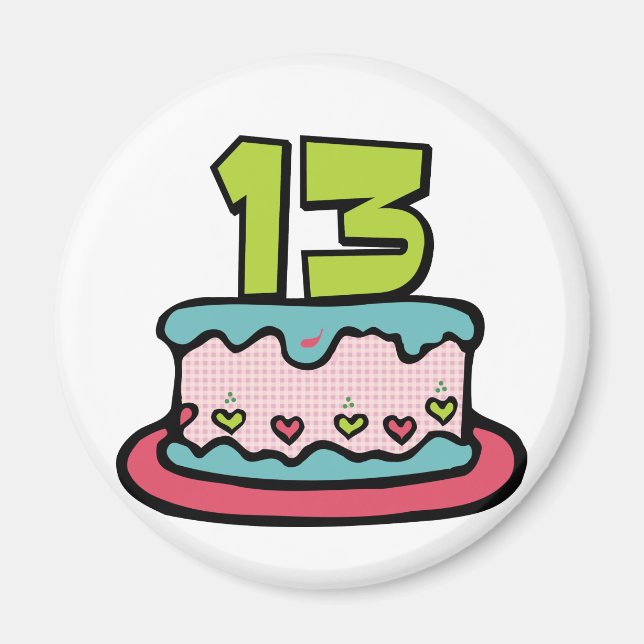 13 Year Old Birthday Cake Magnet (Front)
