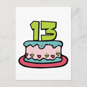 13 Year Old Birthday Cake Postcard