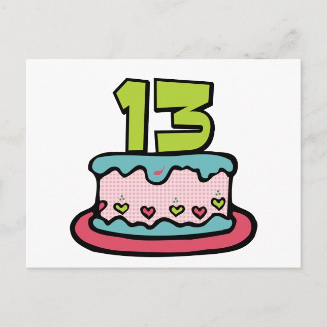13 Year Old Birthday Cake Postcard (Front)