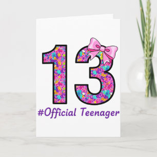 13 Year Old Coquette Bow Official Teenager 13th Bi Card