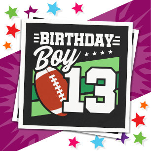 13 Year Old Football Party Theme 13th Birthday Boy Napkin