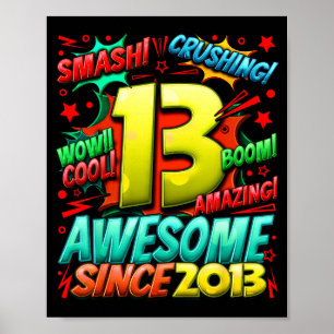 13 Year Old For Boys 13th Birthday Boy 13 Year Old Poster