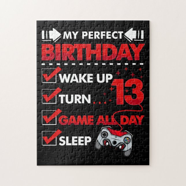 13 Year Old Gamer Boy 13rd Perfect Birthday Gaming Jigsaw Puzzle (Vertical)