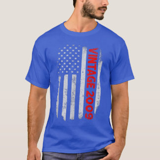 13 Year Old Gifts Vintage 2009 American Flag 13th  T-Shirt