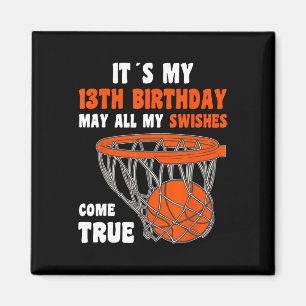13 Year Old Happy 13th Birthday Basketball 13th Bi Magnet