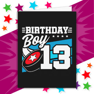 13 Year Old Hockey Party Theme 13th Birthday Boy Card