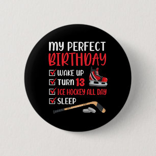 13 Year Old Ice Hockey Birthday Party 13th Boy Bda 6 Cm Round Badge