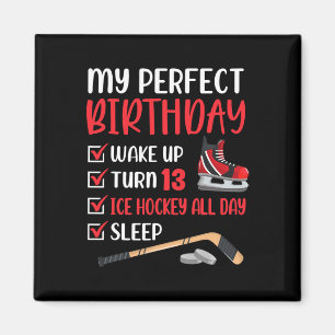 13 Year Old Ice Hockey Birthday Party 13th Boy Bda Magnet
