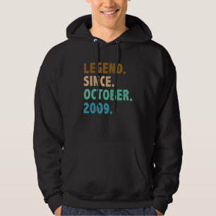 13 Year Old  Legend Since October 2009 13th Birthd Hoodie