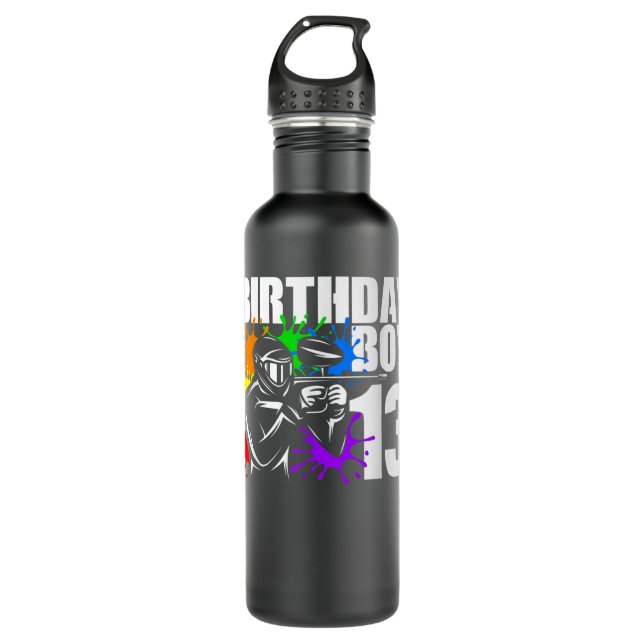 13 Year Old Paintball Birthday Party Boys 13th Gif 710 Ml Water Bottle (Front)