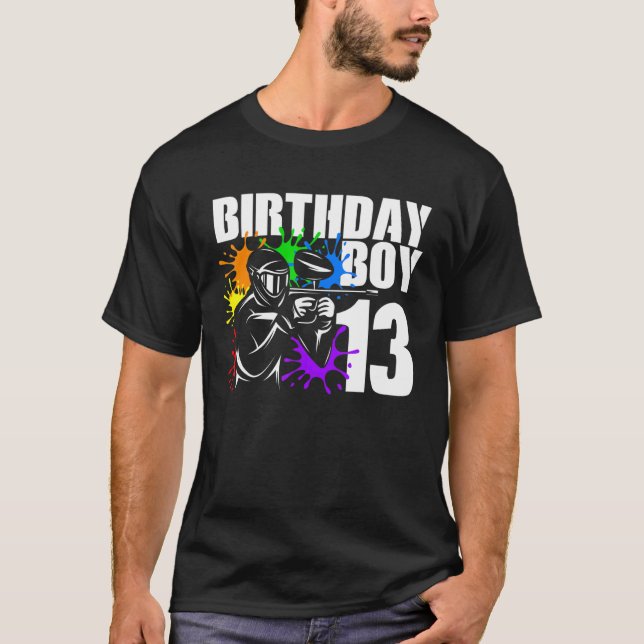 13 Year Old Paintball Birthday Party Boys 13th Gif T-Shirt (Front)