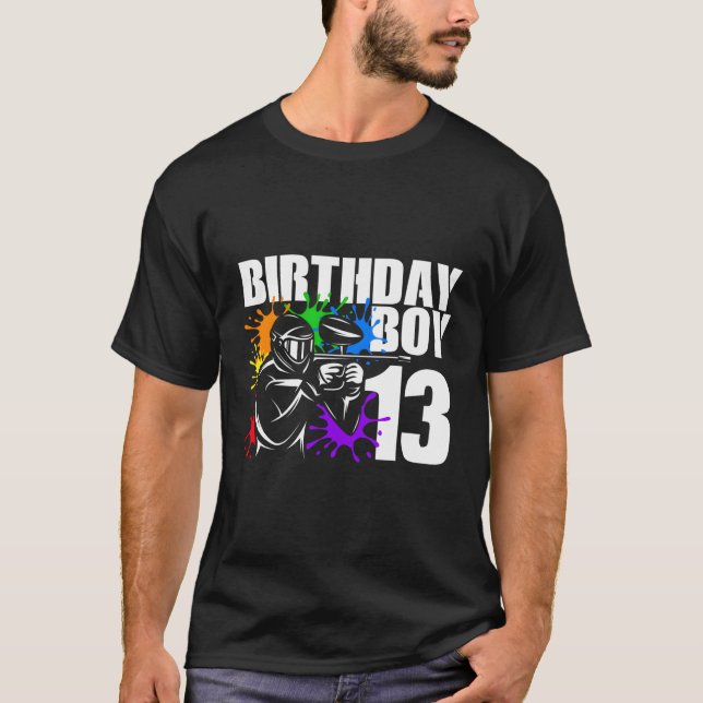 13 Year Old Paintball Birthday Party Boys 13Th Gif T-Shirt (Front)