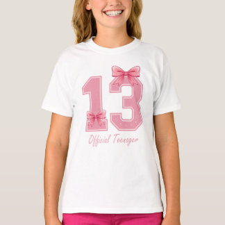 13 Year Old Pink Coquette Bow Official Teenager 13 T-Shirt
