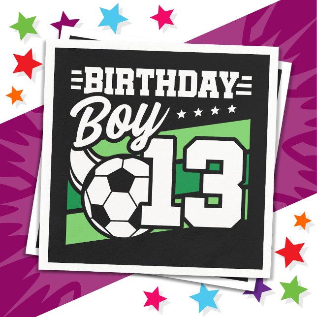 13 Year Old Soccer Football Kids 13th Birthday Boy Napkin (Creator Uploaded)