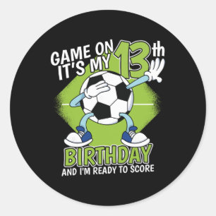 13 Year Old Soccer Player Boy 13th Birthday Soccer Classic Round Sticker