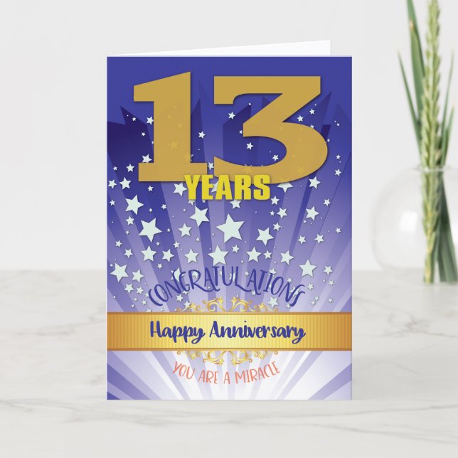 13 Year Recovery Anniversary Bold Numeral Card (Front)