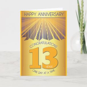 13 Year Sober Anniversary Golden Ray 12 Step Card