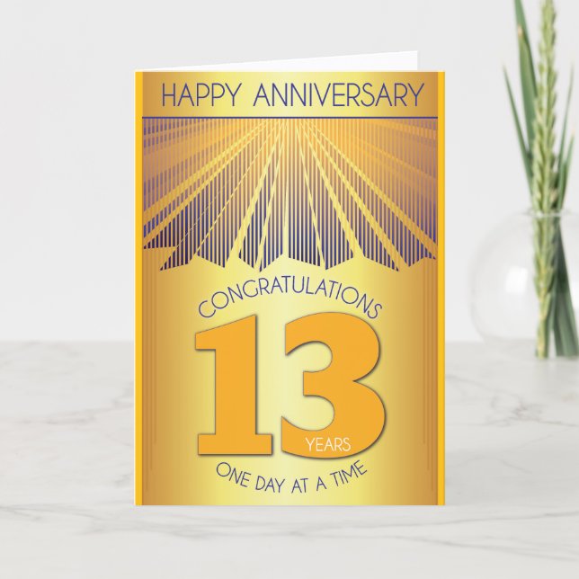 13 Year Sober Anniversary | Golden Ray 12 Step  Card (Front)