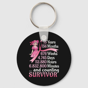 13 Years 156 Months And Counting Breast Cancer Sur Key Ring