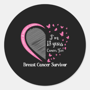 13 Years Cancer Free Breast Cancer Survivor Family Classic Round Sticker