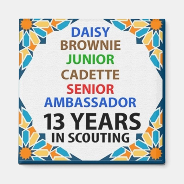 13 Years in Scouting Magnet (Front)