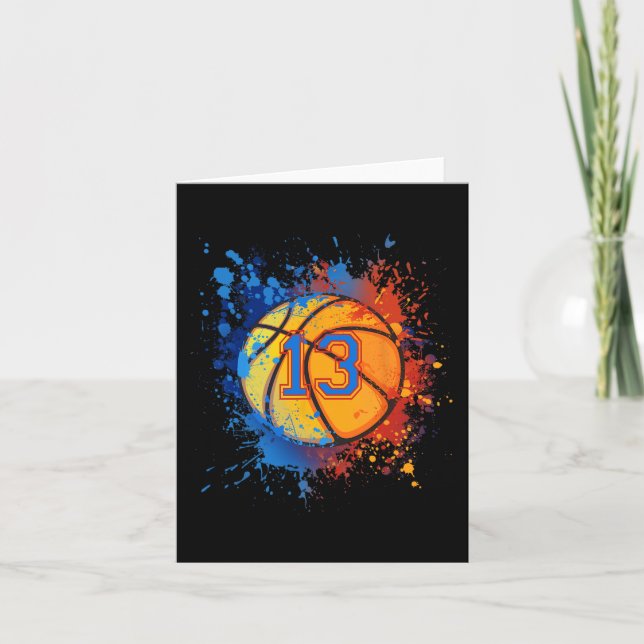 13 Years Old 13th Birthday Basketball Gift For Boy Card (Front)