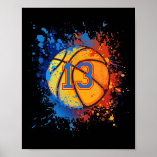 13 Years Old 13th Birthday Basketball Gift For Boy Poster