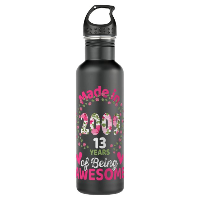 13 Years Old 13th Birthday Born in 2009 Women Girl 710 Ml Water Bottle (Front)
