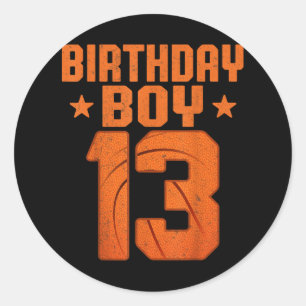 13 Years Old Basketball Player 13th Birthday Boy  Classic Round Sticker
