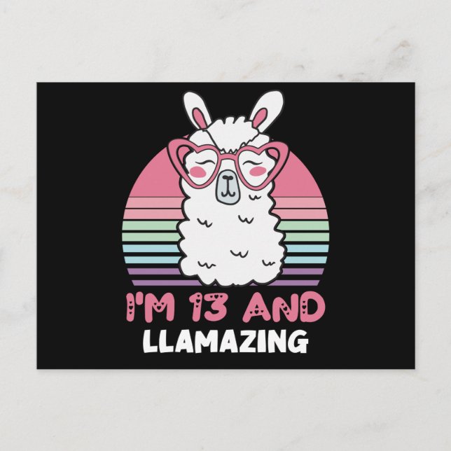 13 Years Old Bday Llamazing 13th Birthday Llama Postcard (Front)