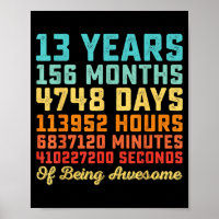 13 Years Old Birthday Quote Funny 13th B-Day Math