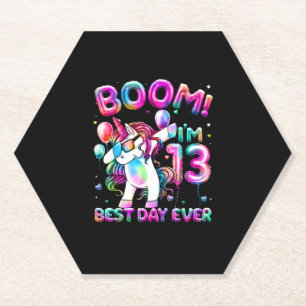 13 Years Old Dabbing Unicorn Gifts 13th Birthday G Paper Coaster