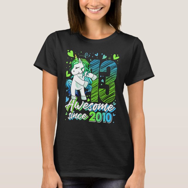 13 Years Old Flossing Unicorn Gifts 13th Birthday  T-Shirt (Front)