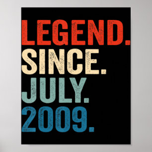13 Years Old Gifts Legend Since July 2009 13th Bir Poster