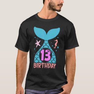 13 Years Old Girl Second 13th Birthday Mermaid Two T-Shirt