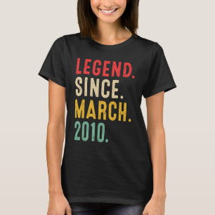13 Years Old Legend Since March 2010  13th Birthda T-Shirt