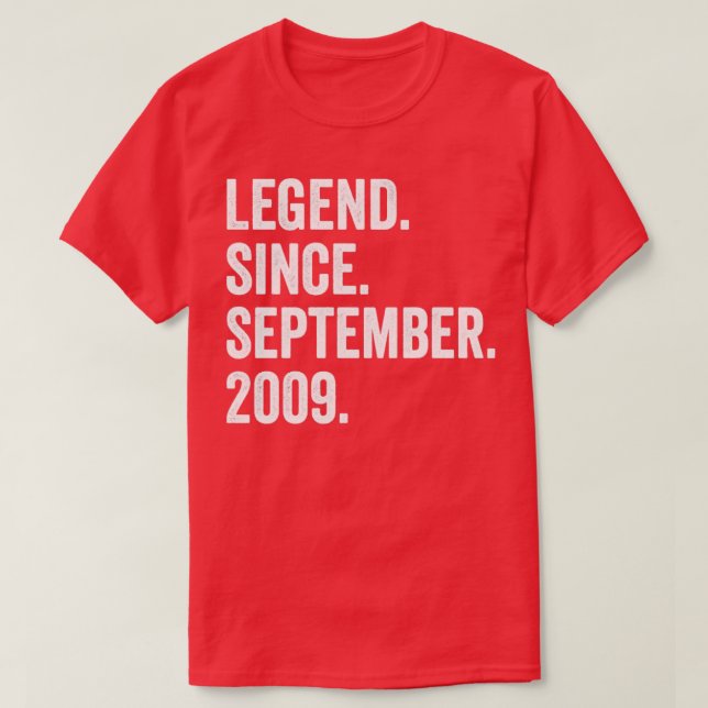 13 Years Old Legend Since September 2009 13th Birt T-Shirt (Design Front)