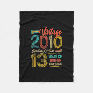 13 Years Old Vintage 2010 Gifts 13th Birthday Boys Fleece Blanket