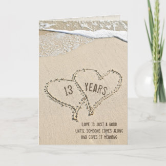 13th Anniversary Beach Hearts Card