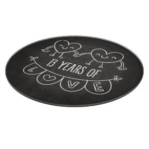 13th Anniversary Gift Chalk Hearts Cutting Board