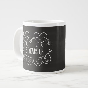 13th Anniversary Gift Chalk Hearts Large Coffee Mug